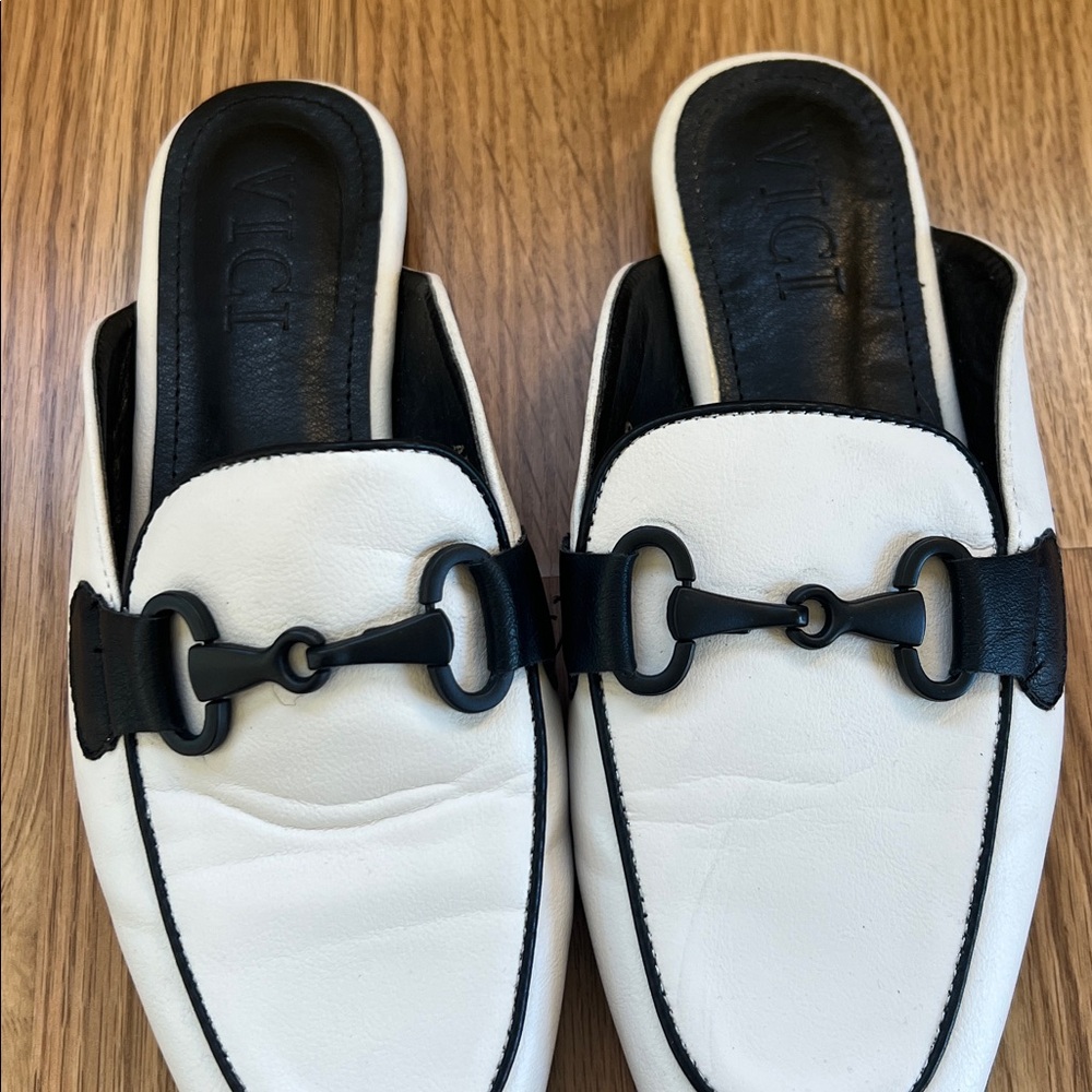 White and Black Slip-On Loafers - Picture 2 of 5